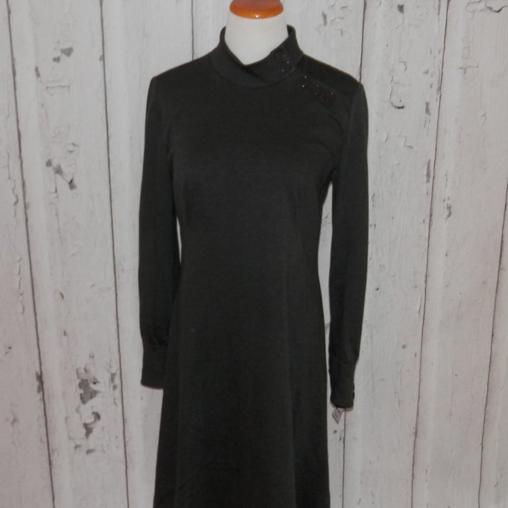 NEW Madison Leigh Heather Grey Suit Dress Size 12 Long Sleeve Button Accent 3588